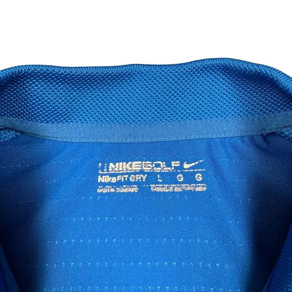 Polo Men's Large Nike Dri-Fit‎ Short Sleeve Blue Breatheable Perforated Golf - Picture 7 of 9